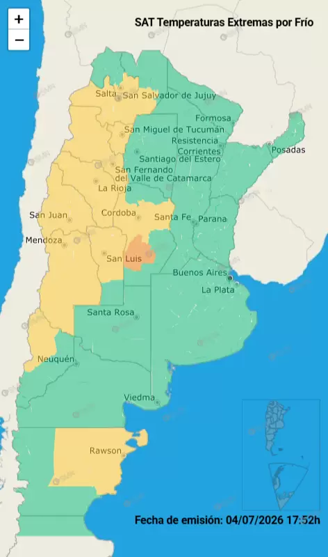 Frío extremo en gran parte de la Argentina
