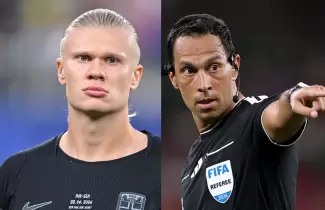 Erling Haaland critic� al �rbitro argentino Facundo Tello por el penal de Mbapp�