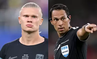 Erling Haaland critic� al �rbitro argentino Facundo Tello por el penal de Mbapp�