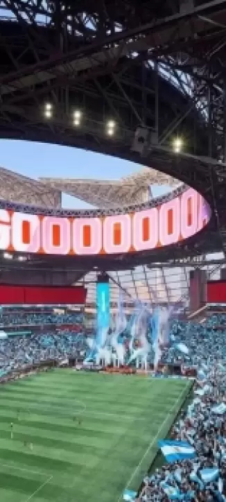 La pantalla del Mercedes-Benz Stadium de Atlanta, con un despliegue tecnol�gico r�cord. Imagen IA