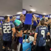 El festejo de la Scaloneta en el vestuario tras el triunfo ante Inglaterra y el pase a la final