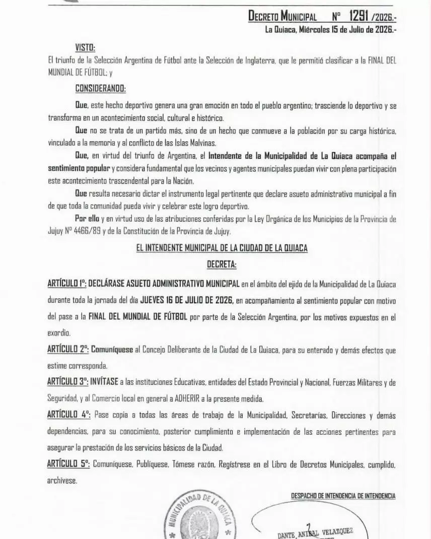 Asueto administrativo La Quiaca