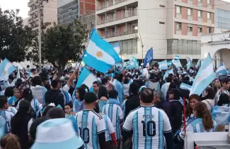 festejos por el triunfo de la Selecci�n argentina
