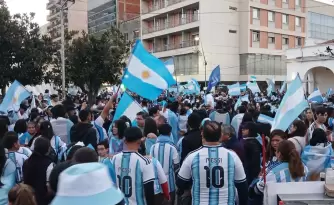 festejos por el triunfo de la Selecci�n argentina