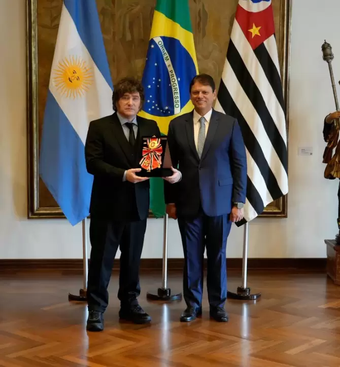 Javier Milei se reuni� en Brasil con el gobernador del estado de San Pablo